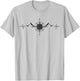 Funny Hiking Nature Mountains Wind Rose Compass Heartbeat T-Shirt - T-Shirt | Ash