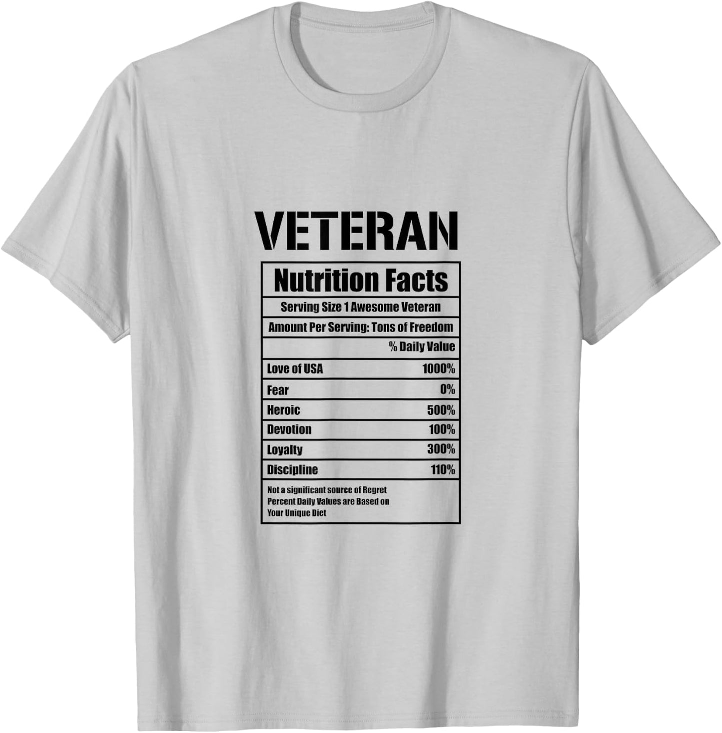 Veteran Nutritional Facts Veterans Day T-Shirt - T-Shirt | Ash