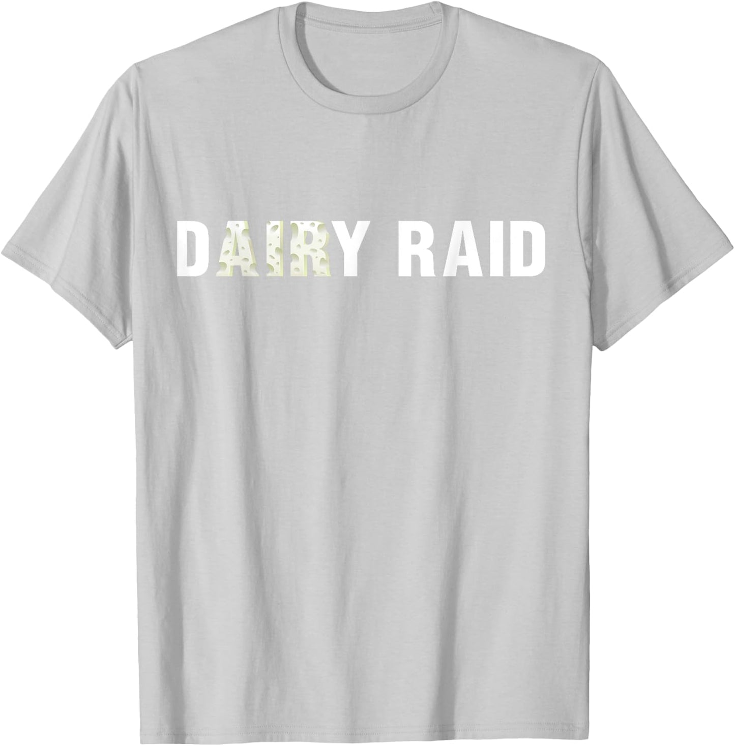Dairy Raid Wisconsin Football White Cheese Text T-Shirt - T-Shirt | Ash