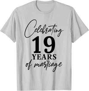 Celebrating 19 years of marriage 19th Wedding anniversary T-Shirt - T-Shirt | Ash