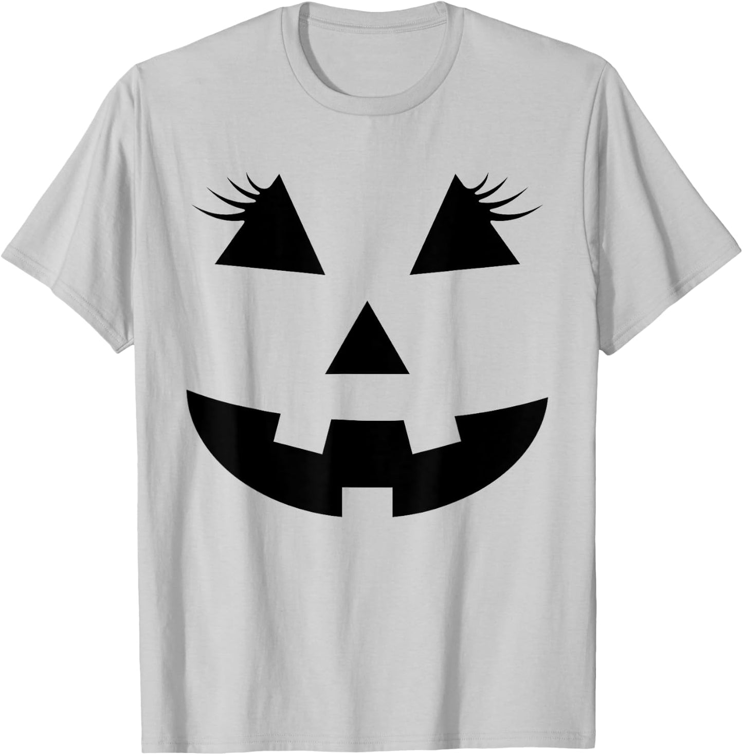 Jack O Lantern Face Pumpkin Eyelashes Hallowen Costume Funny T-Shirt - T-Shirt | Ash