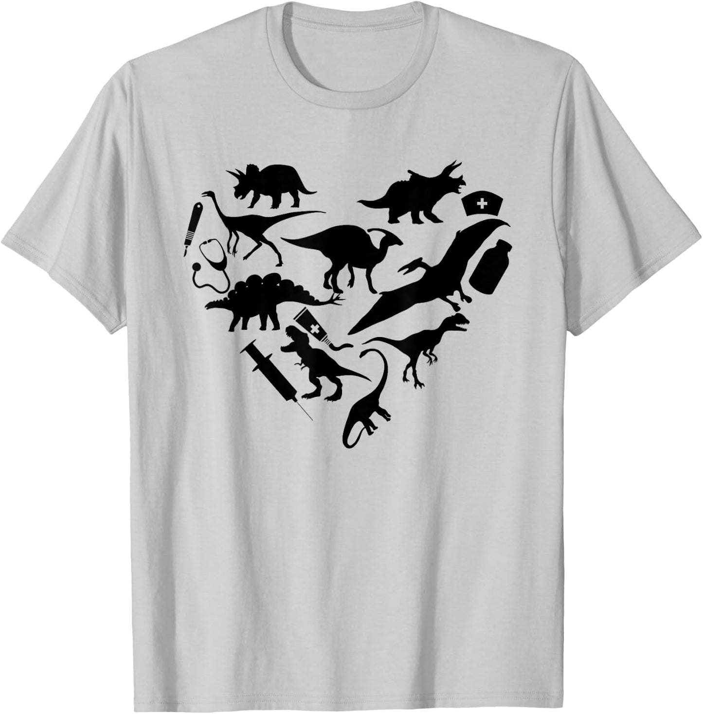 Funny Dinosaur Nurse Week 2023 Pediatric Physical CNA RN T-Shirt - T-Shirt | Ash