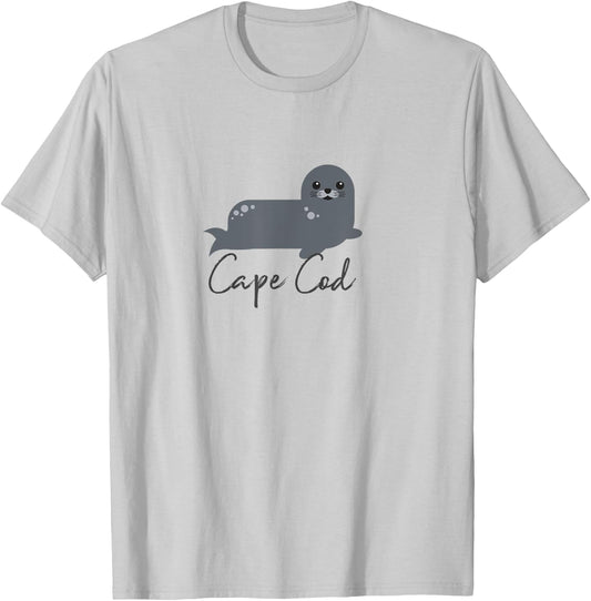 Cape Cod Cute Whimsy Marine Life Harbor Seal Vacation T-Shirt - T-Shirt | Ash