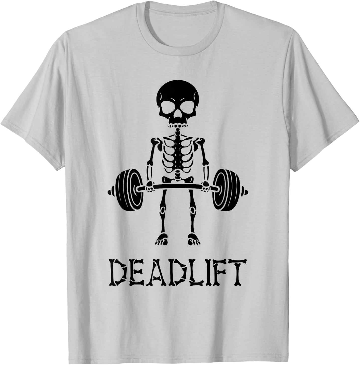Deadlift Skeleton Gym Weight Lifting Workout Fitness T-Shirt - T-Shirt | Ash