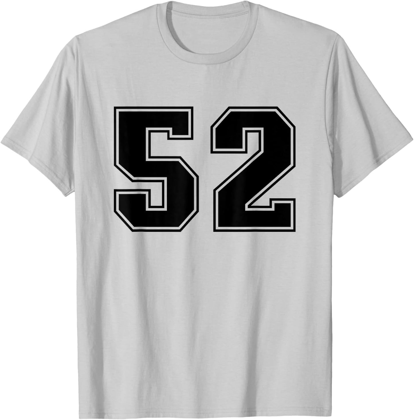 Number #52 Black Sports Fan Jersey Number T-Shirt - T-Shirt | Ash