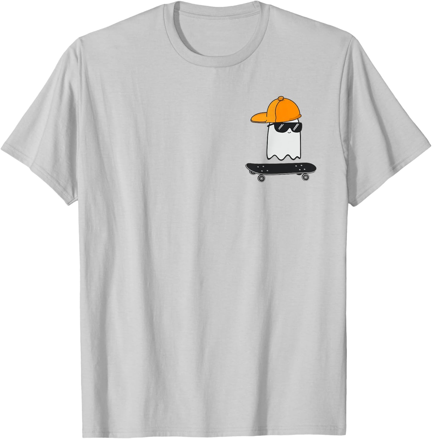 Ghost Skateboarding Lazy Halloween Costume Funny Skateboard T-Shirt - T-Shirt | Ash