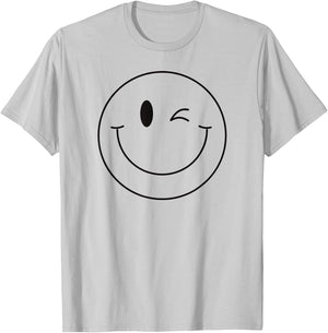 Winking Smile Face Shirt Cute Happy Wink Smiling Face T-Shirt - T-Shirt | Ash