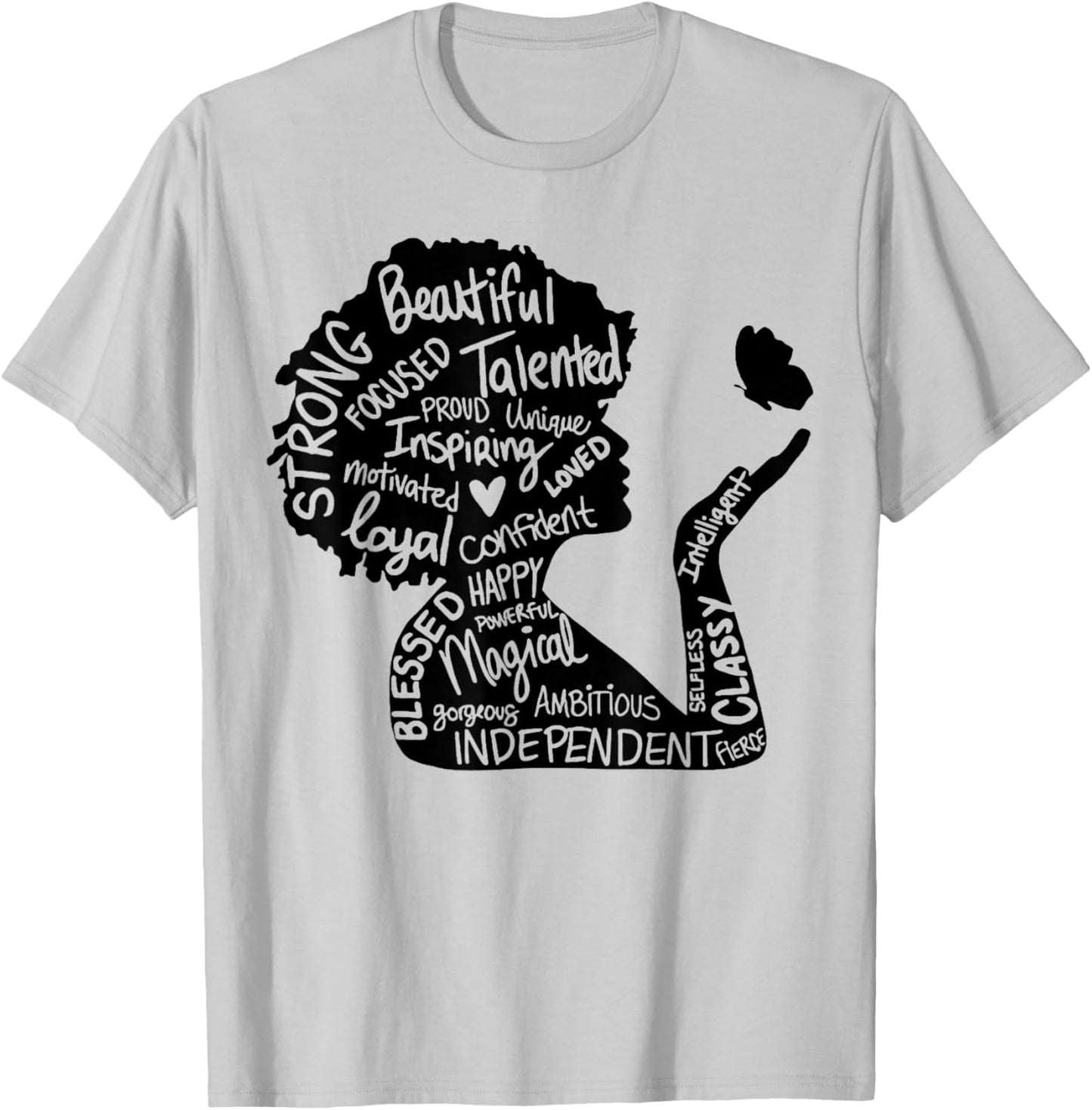 Powerful Afro Woman Afrocentric Black African American T-Shirt - T-Shirt | Ash