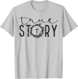 He Is Risen Cross Jesus Easter Day Christians True Story T-Shirt - T-Shirt | Ash