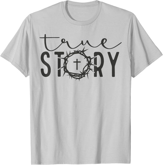 He Is Risen Cross Jesus Easter Day Christians True Story T-Shirt - T-Shirt | Ash