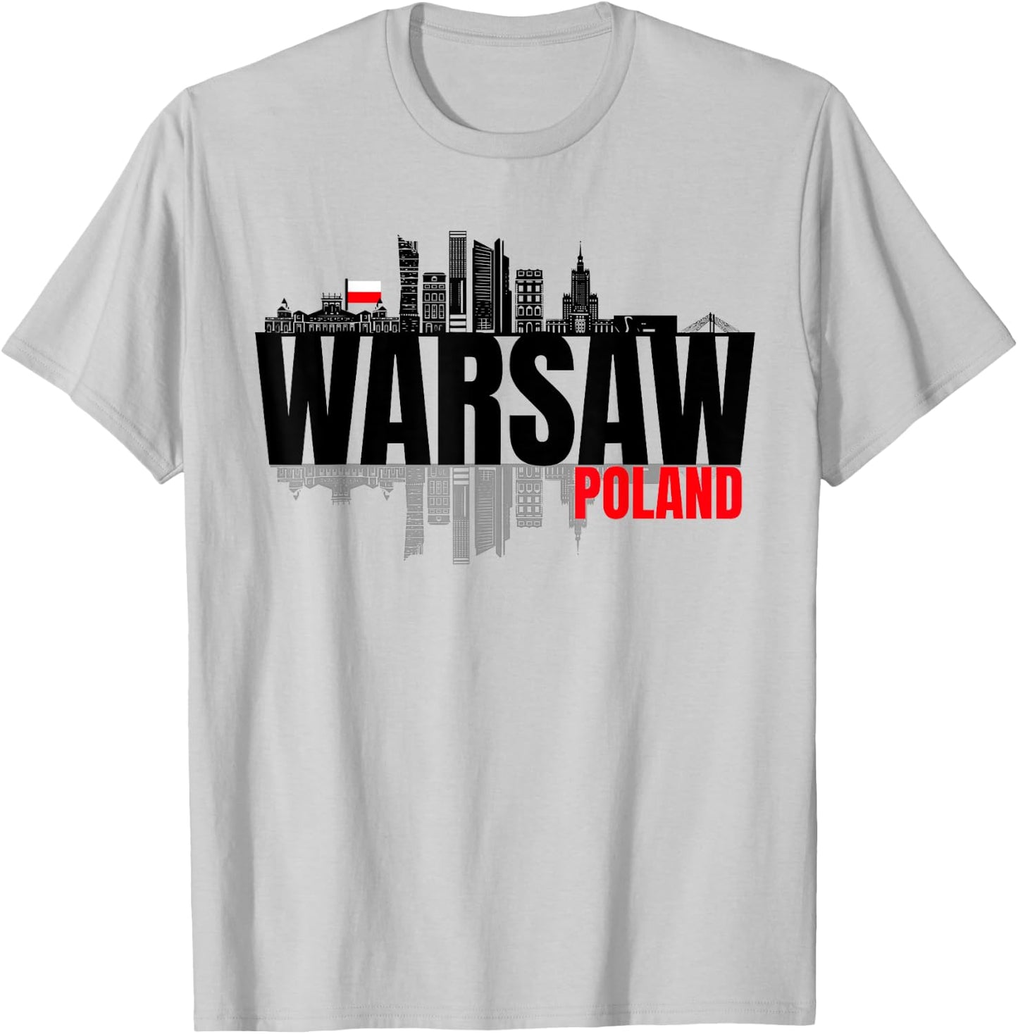 Warsaw Poland Skyline Warszawa Polska Polish Roots Fest GIft T-Shirt - T-Shirt | Ash