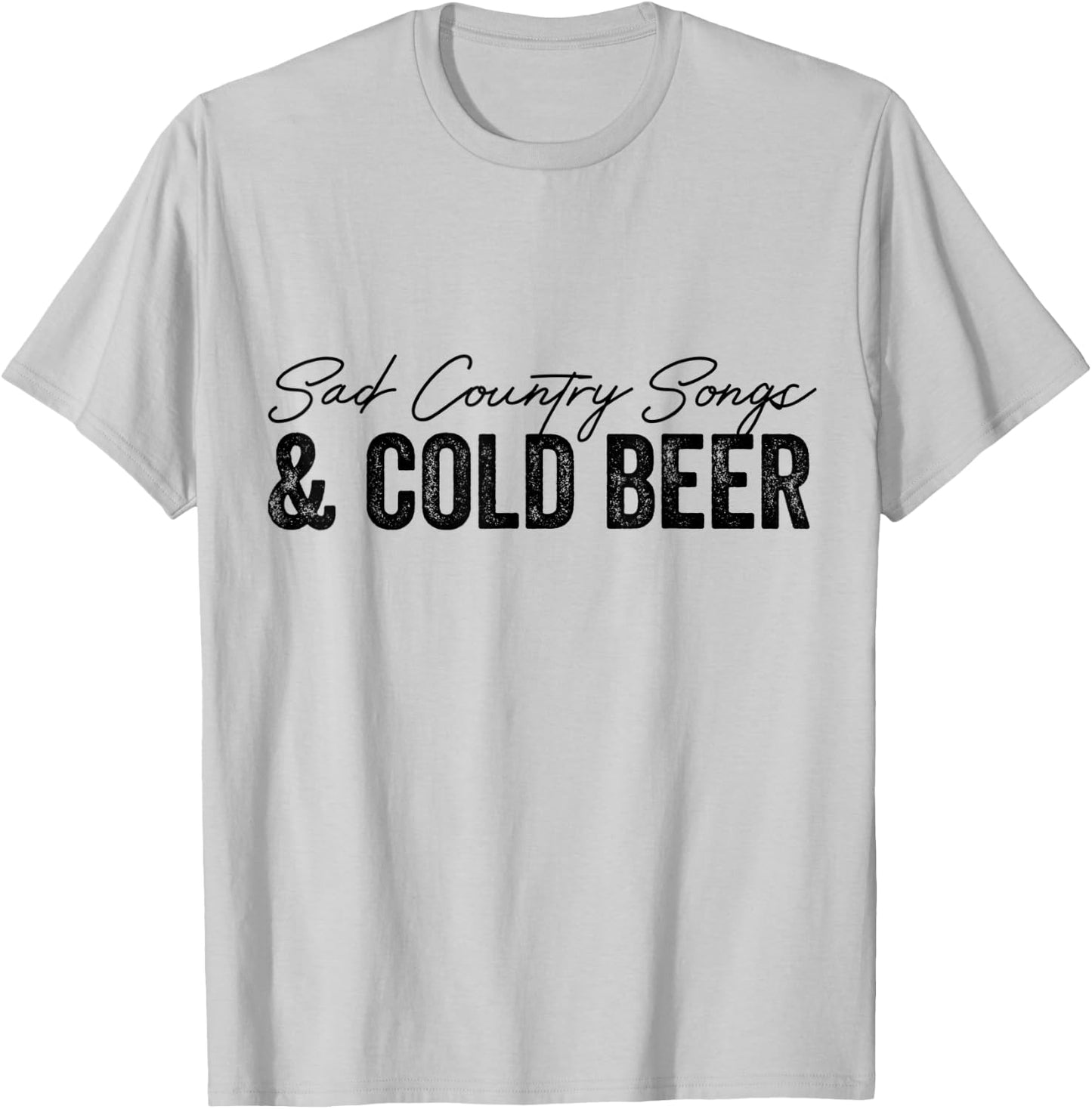 Sad Country Songs and Cold Beer Vintage Funny Music Lovers T-Shirt - T-Shirt | Ash