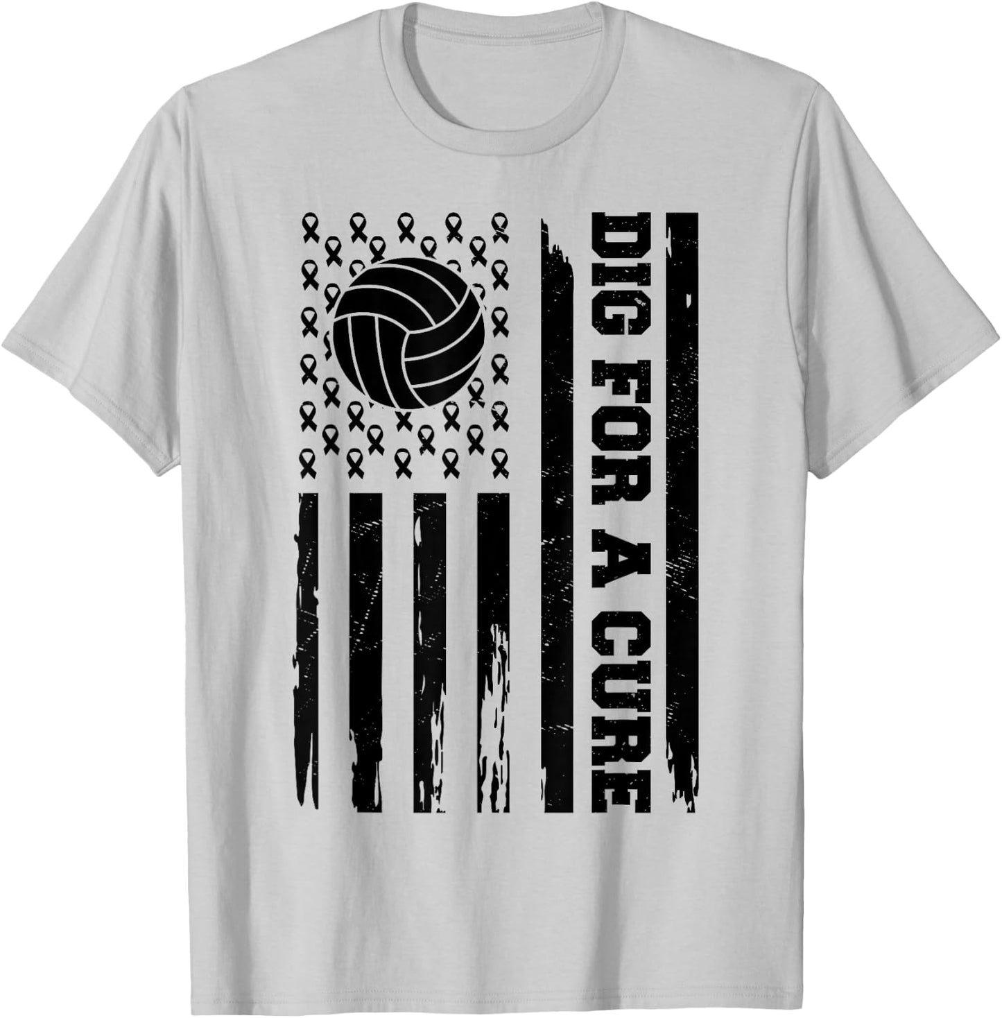 Dig For A Cure Breast Cancer Awareness Volleyball Pink T-Shirt - T-Shirt | Ash
