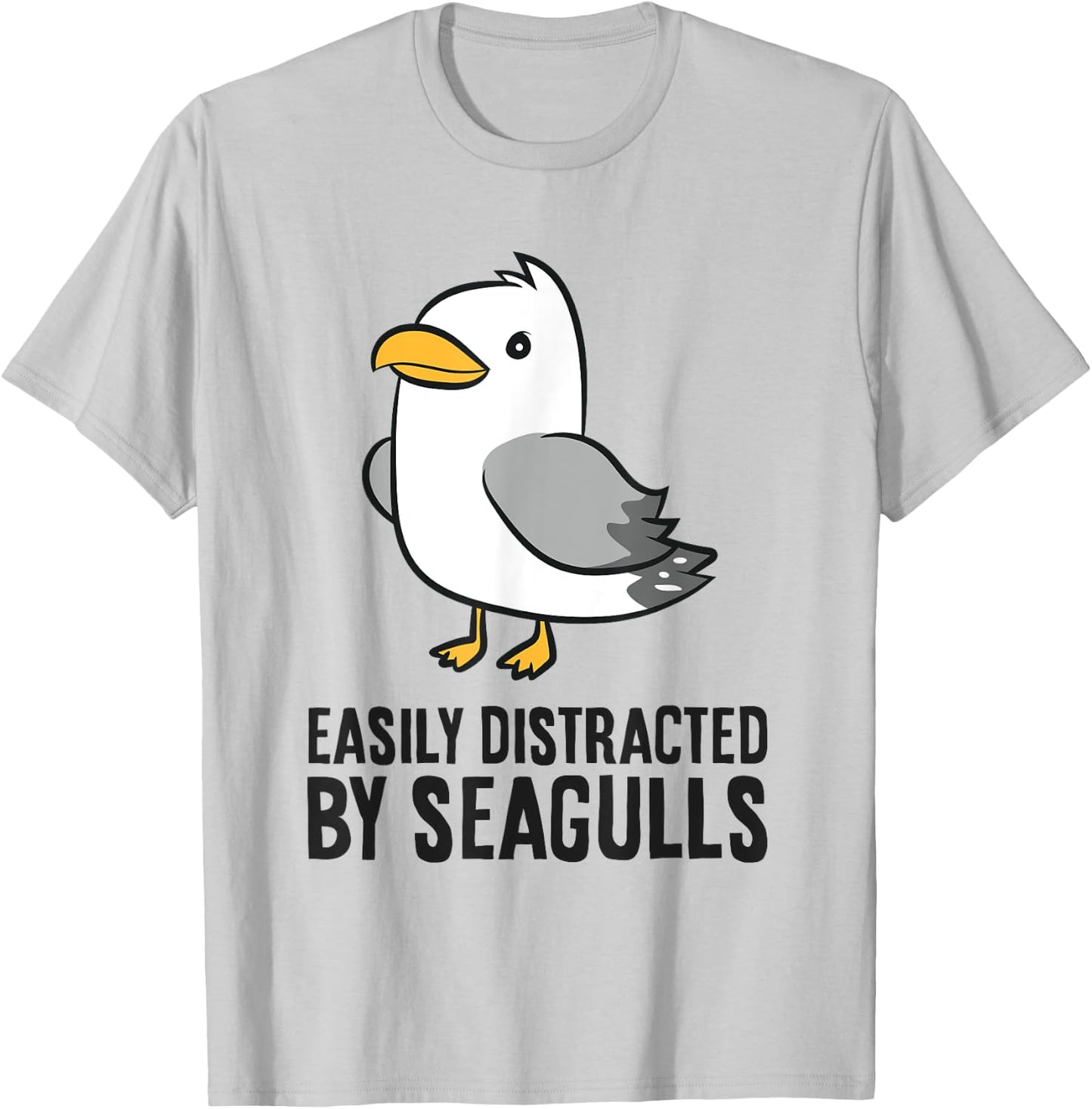 Easily Distracted By Seagulls Funny Seagull Lover T-Shirt - T-Shirt | Ash