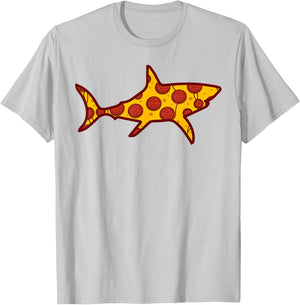 Funny Pizza Shark Pizza Shark Piece T-Shirt - T-Shirt | Ash