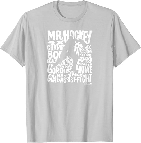 Gordy Howe - Word Art - Detroit Hockey T-Shirt - T-Shirt | Ash