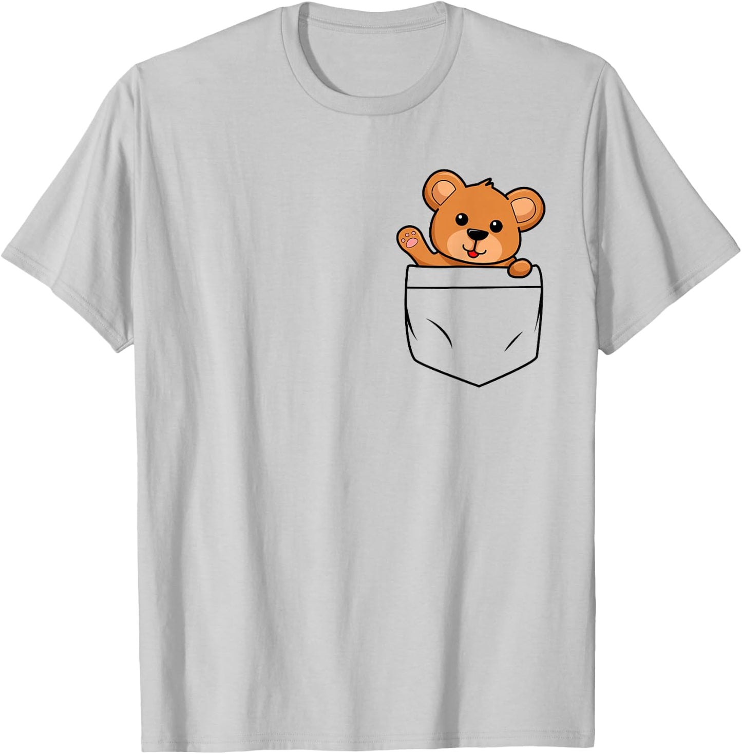 Teddy Bear in Breast Pocket Funny Cute Bears Men Women Kids T-Shirt - T-Shirt | Ash