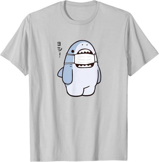 Cute Shark Says "Yoshi" Good/Alright, Japanese Kawaii Anime T-Shirt - T-Shirt | Ash