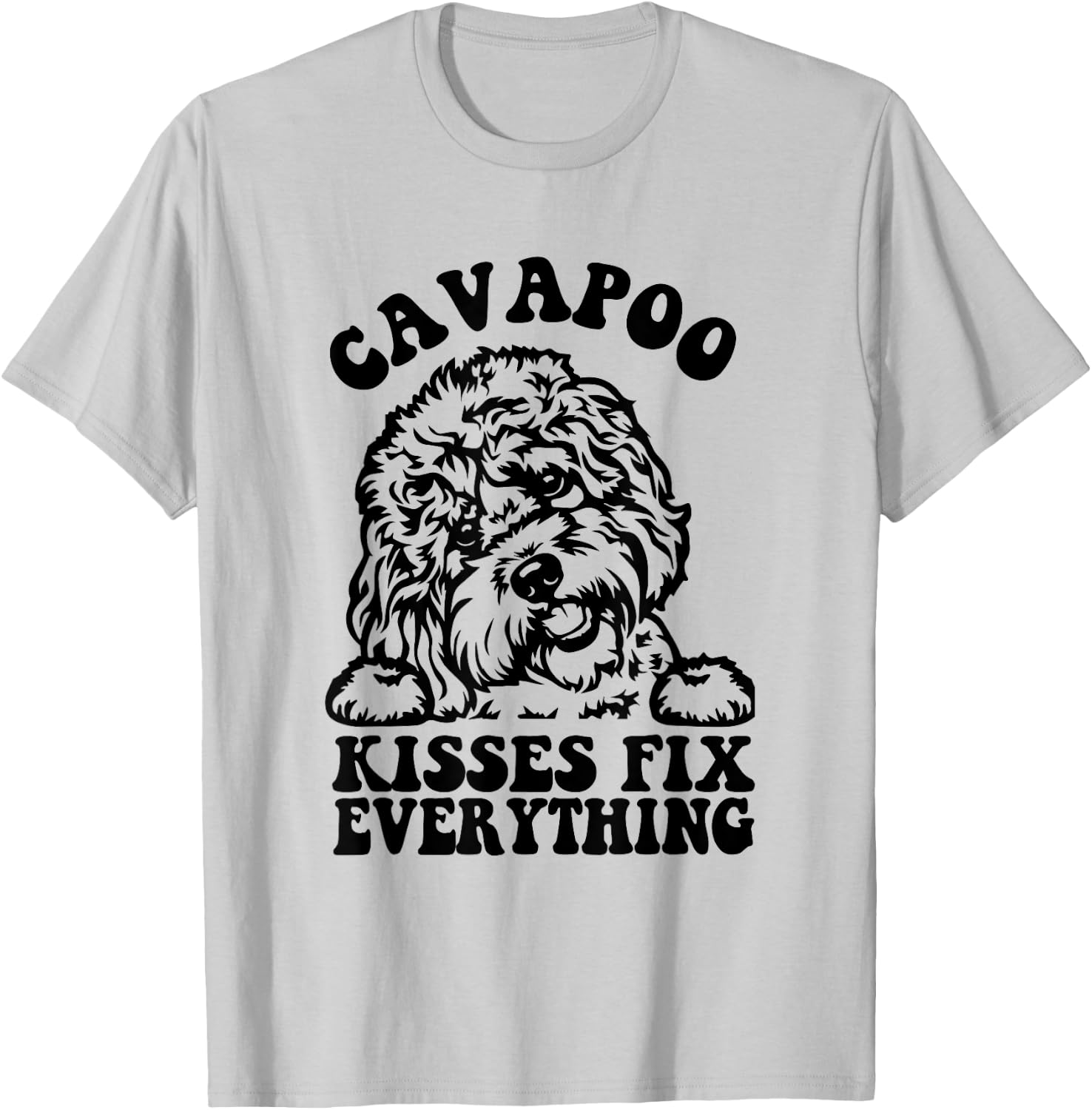 Cavapoo Kisses Fix Everything - Cavapoo Dog Mom Mother's Day Women Girls Kids T-Shirt - T-Shirt | Ash