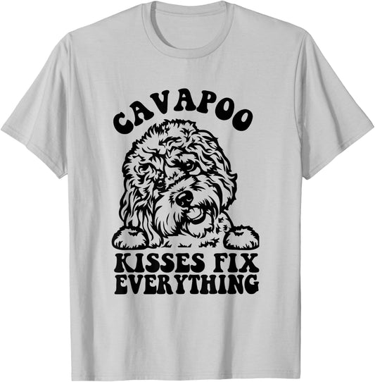 Cavapoo Kisses Fix Everything - Cavapoo Dog Mom Mother's Day Women Girls Kids T-Shirt - T-Shirt | Ash