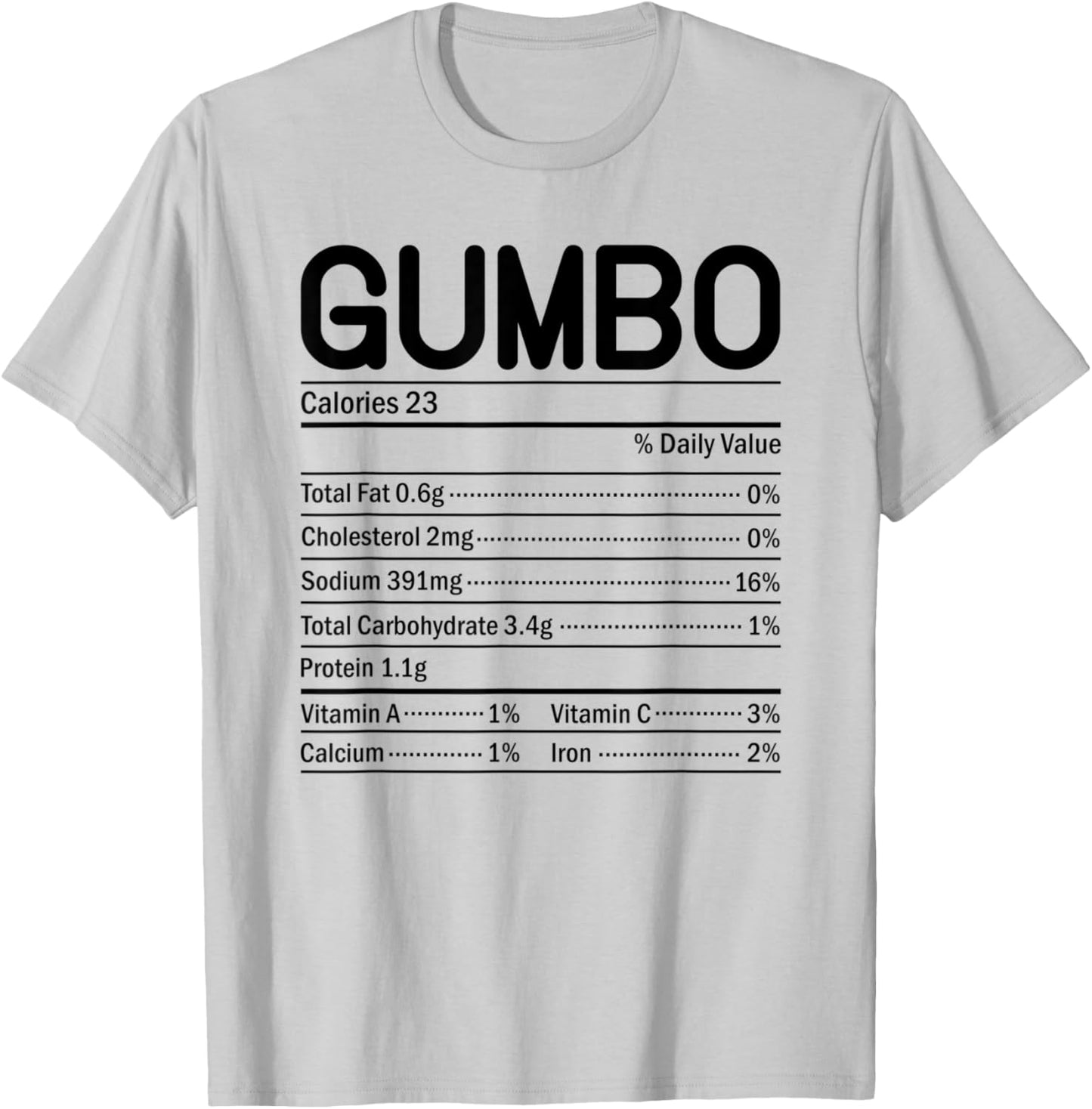 Thanksgiving Christmas Food Facts Gumbo Nutrition T-Shirt - T-Shirt | Ash
