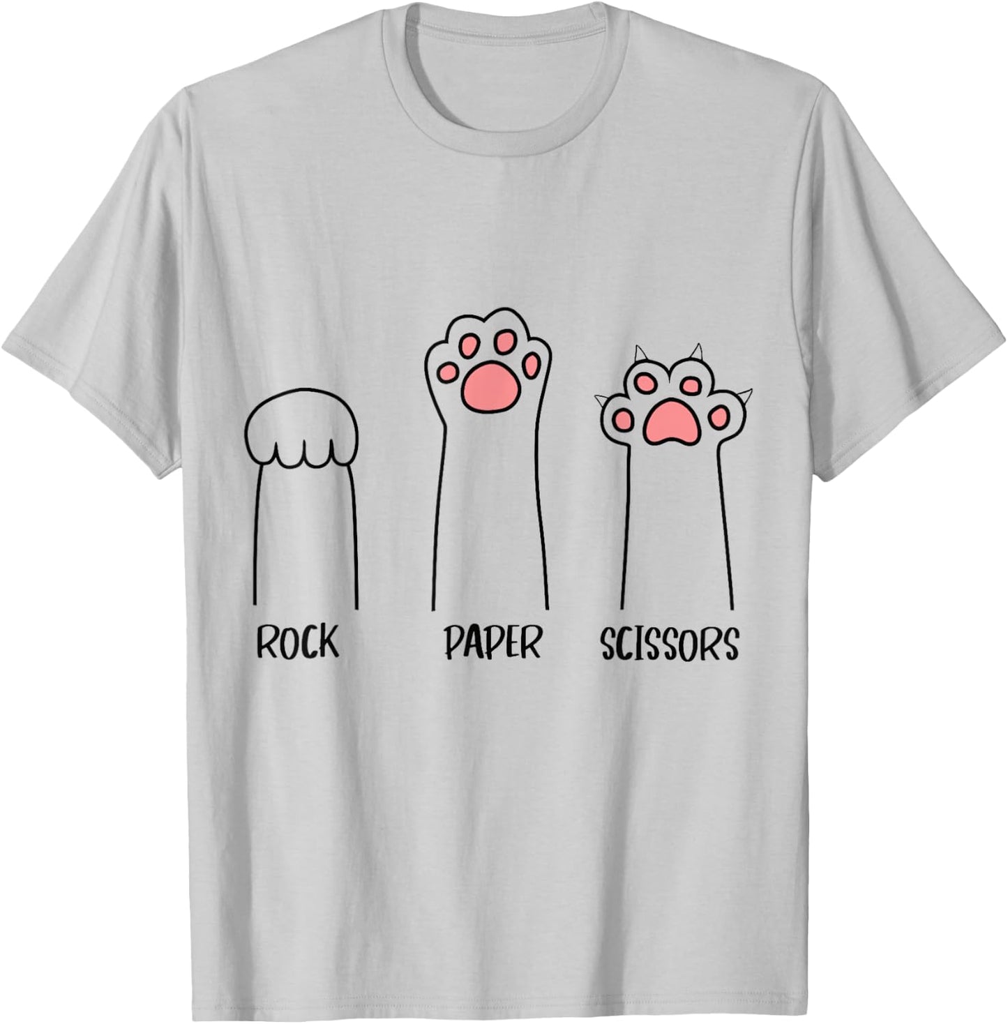 Rock Paper Scissors Hand Game Cute Paw Funny Cat Women Kids T-Shirt - T-Shirt | Ash