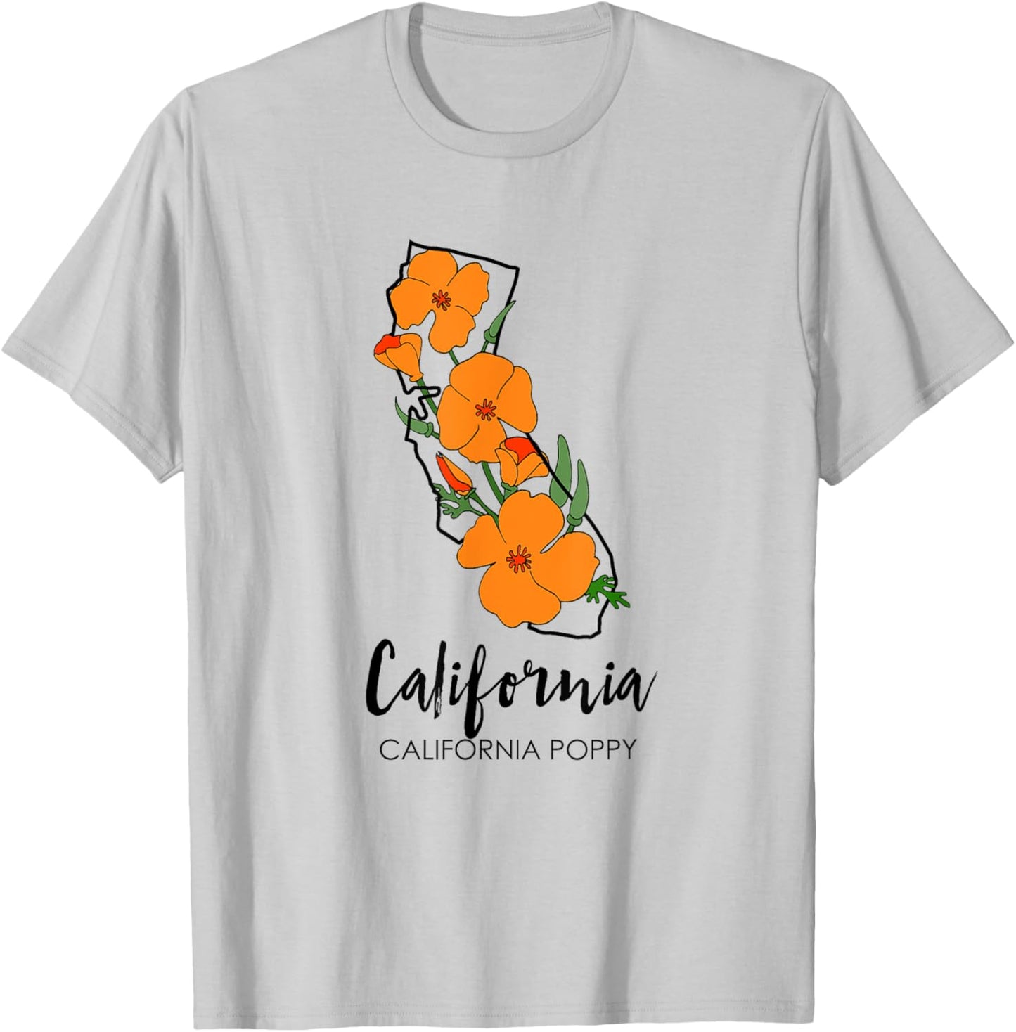 California Poppy Flower T-Shirt - T-Shirt | Ash