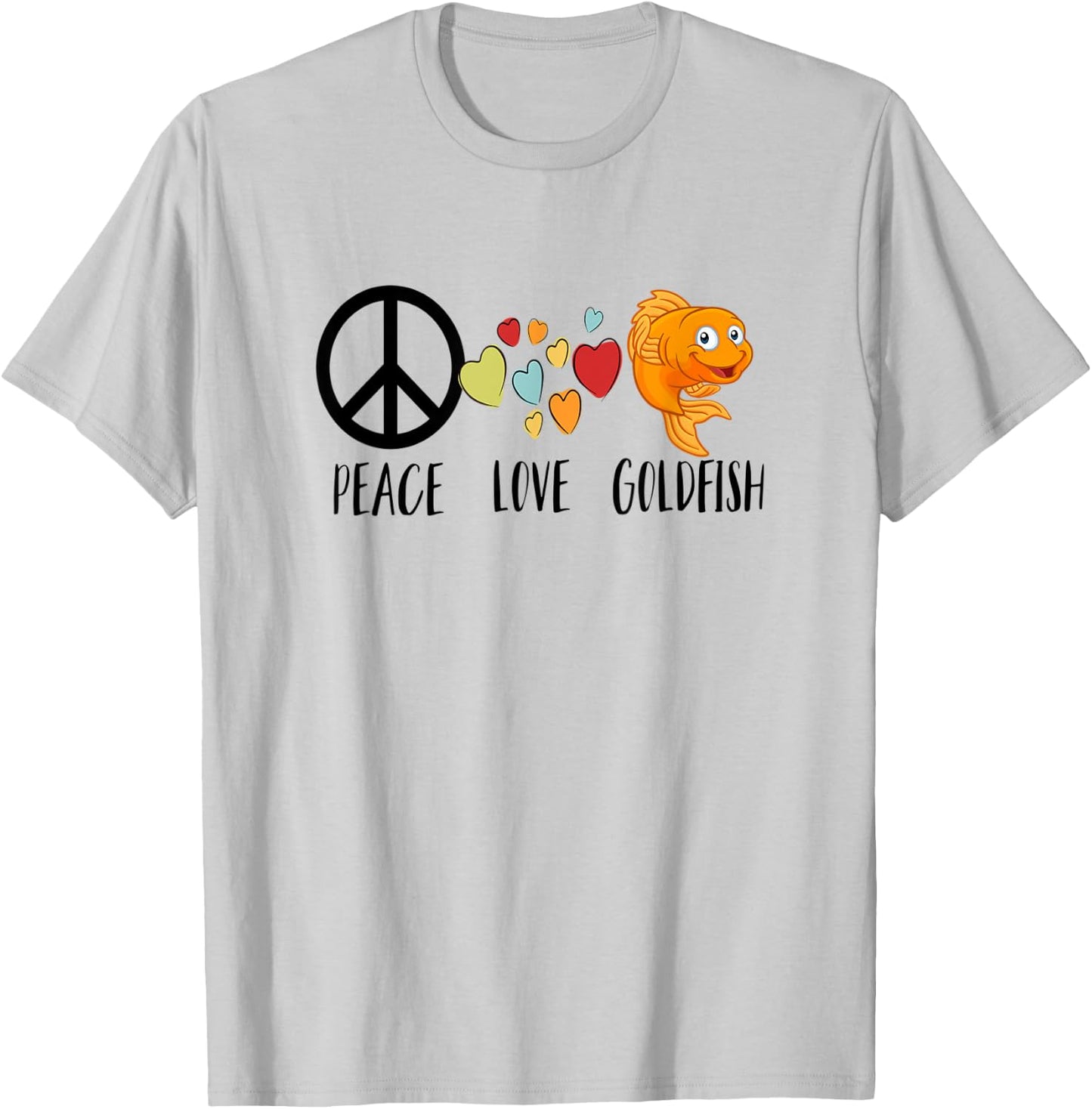 Funny Goldfish Shirt for Kids Moms Peace Love Goldfish Gifts T-Shirt - T-Shirt | Ash