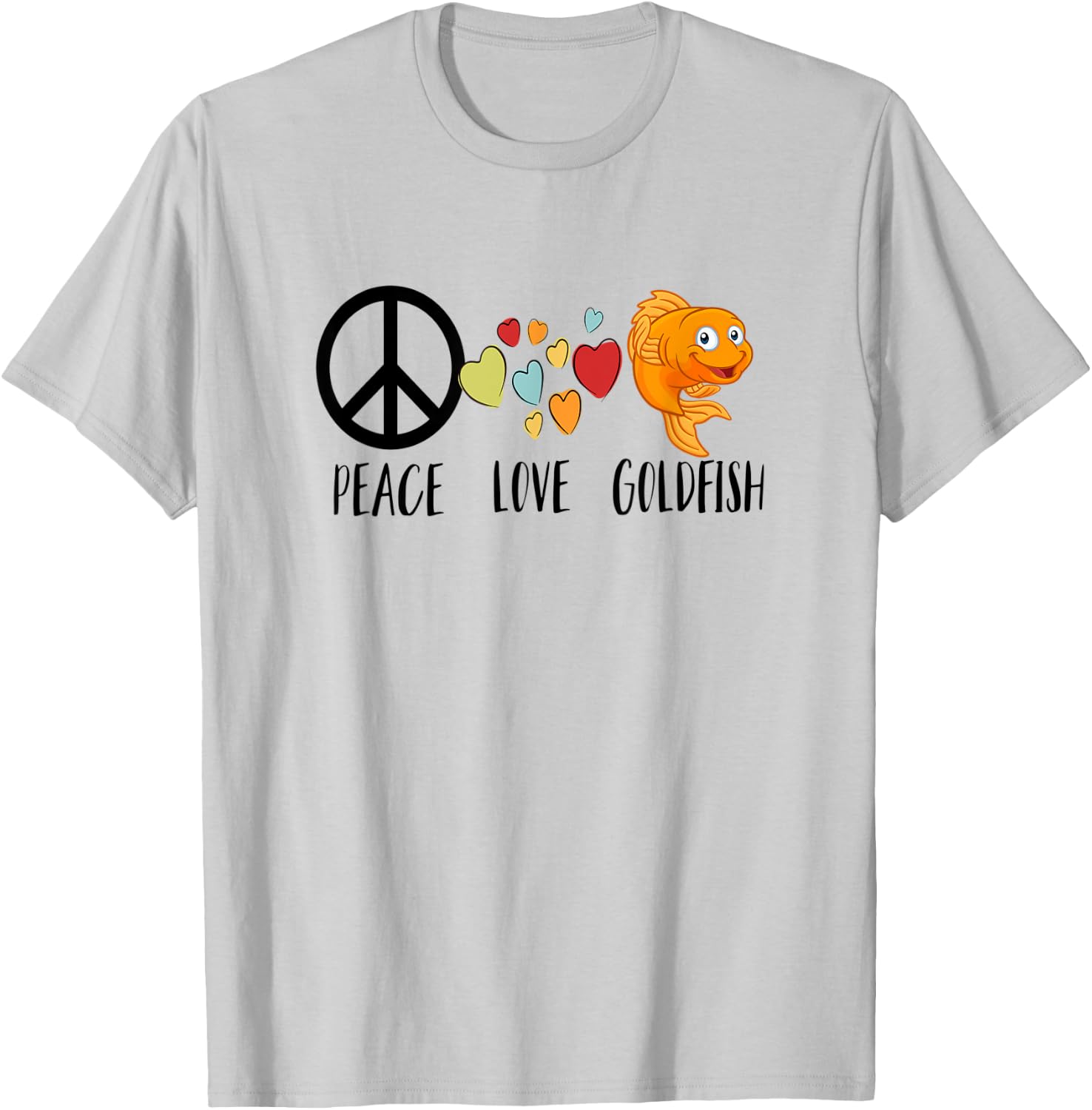 Funny Goldfish Shirt for Kids Moms Peace Love Goldfish Gifts T-Shirt - T-Shirt | Ash