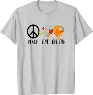 Funny Goldfish Shirt for Kids Moms Peace Love Goldfish Gifts T-Shirt - T-Shirt | Ash