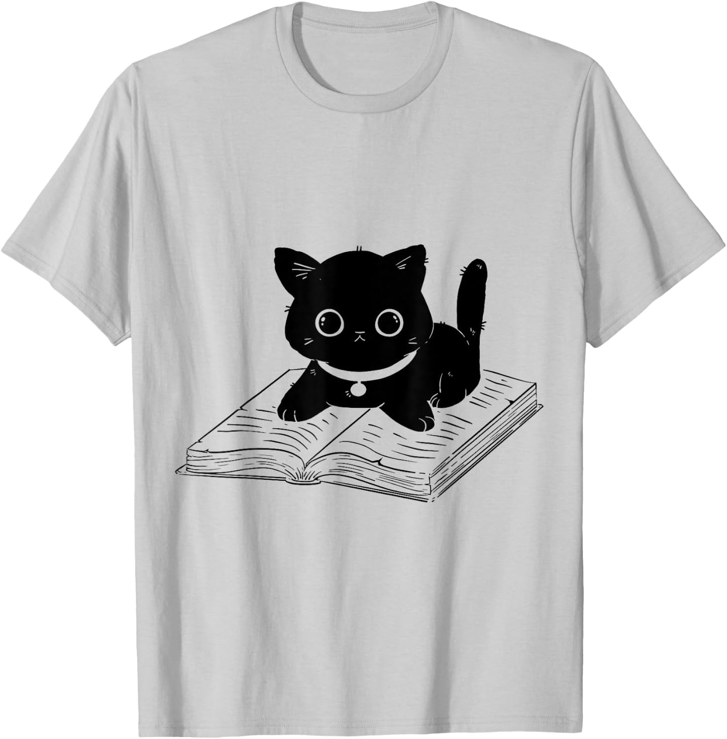 Cat Reading Animals Cat Motif T-Shirt - T-Shirt | Ash