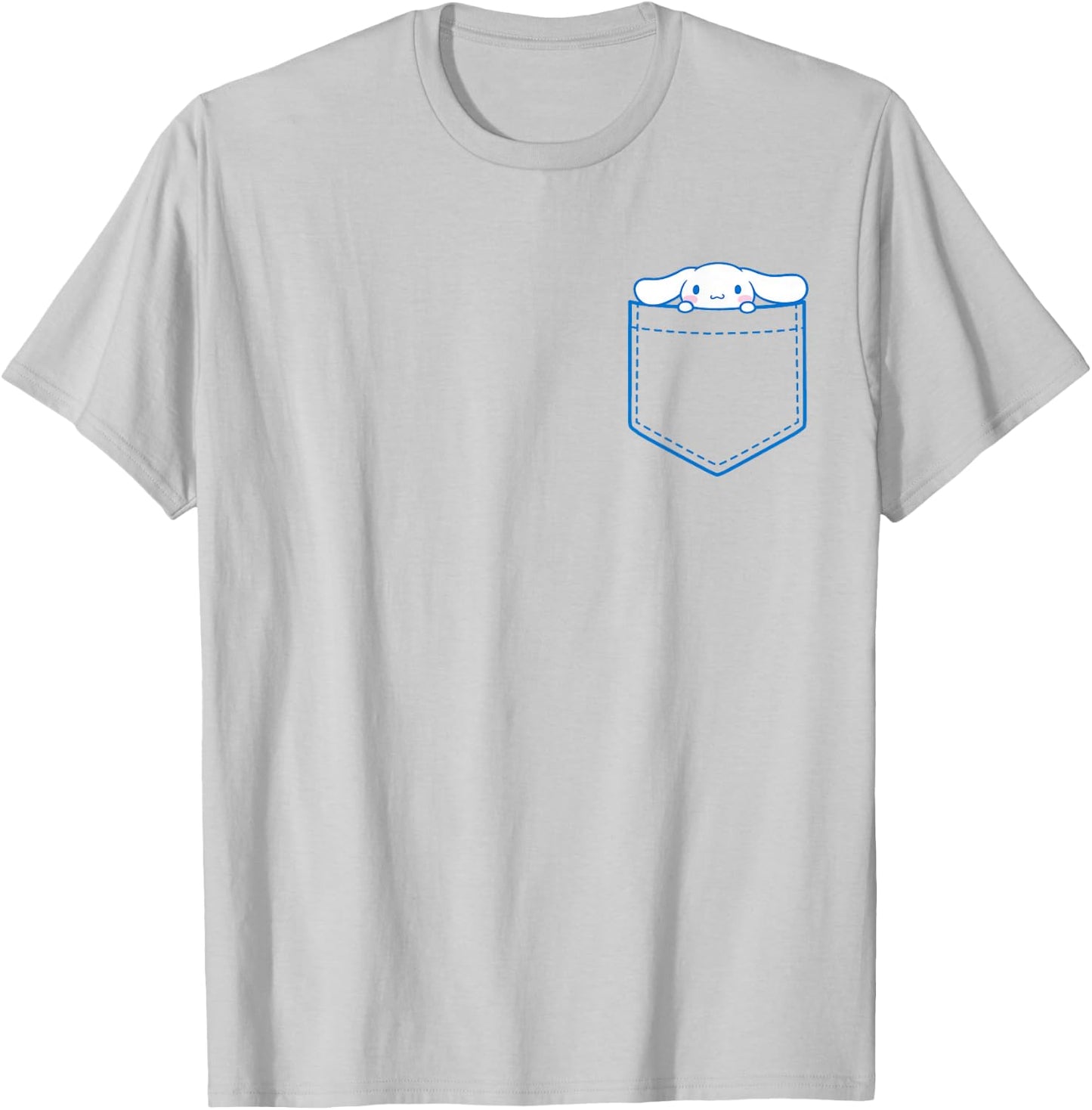 SANRIO Cinnamoroll Chest Pocket - -Adults and Kids - White - Short Sleeve - Classic Fit - Cotton, Polyester - Machine Wash - Small T-Shirt - T-Shirt | Ash