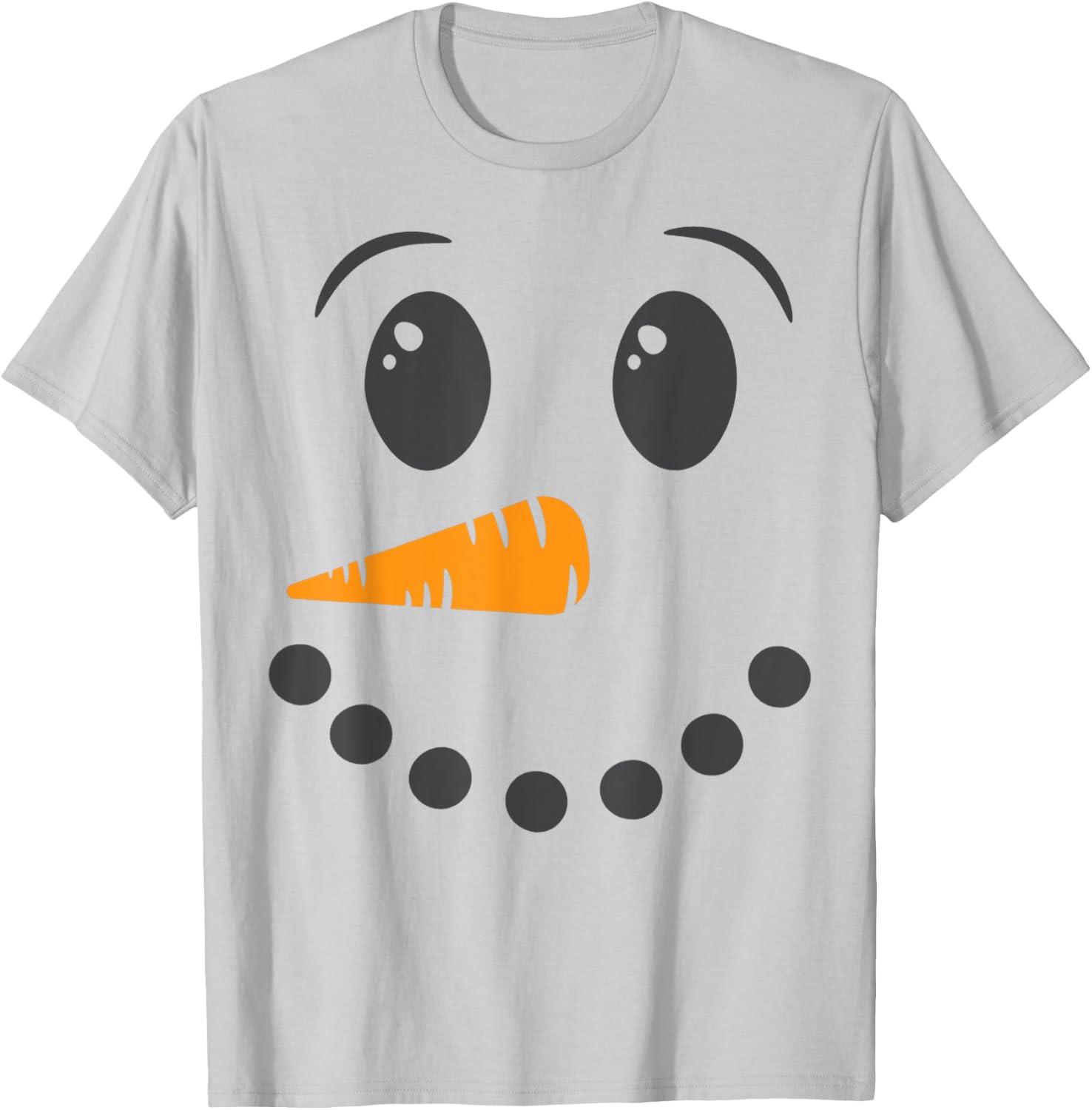 Snowman Face Winter Holiday Matching Couples Family T-Shirt - T-Shirt | Ash