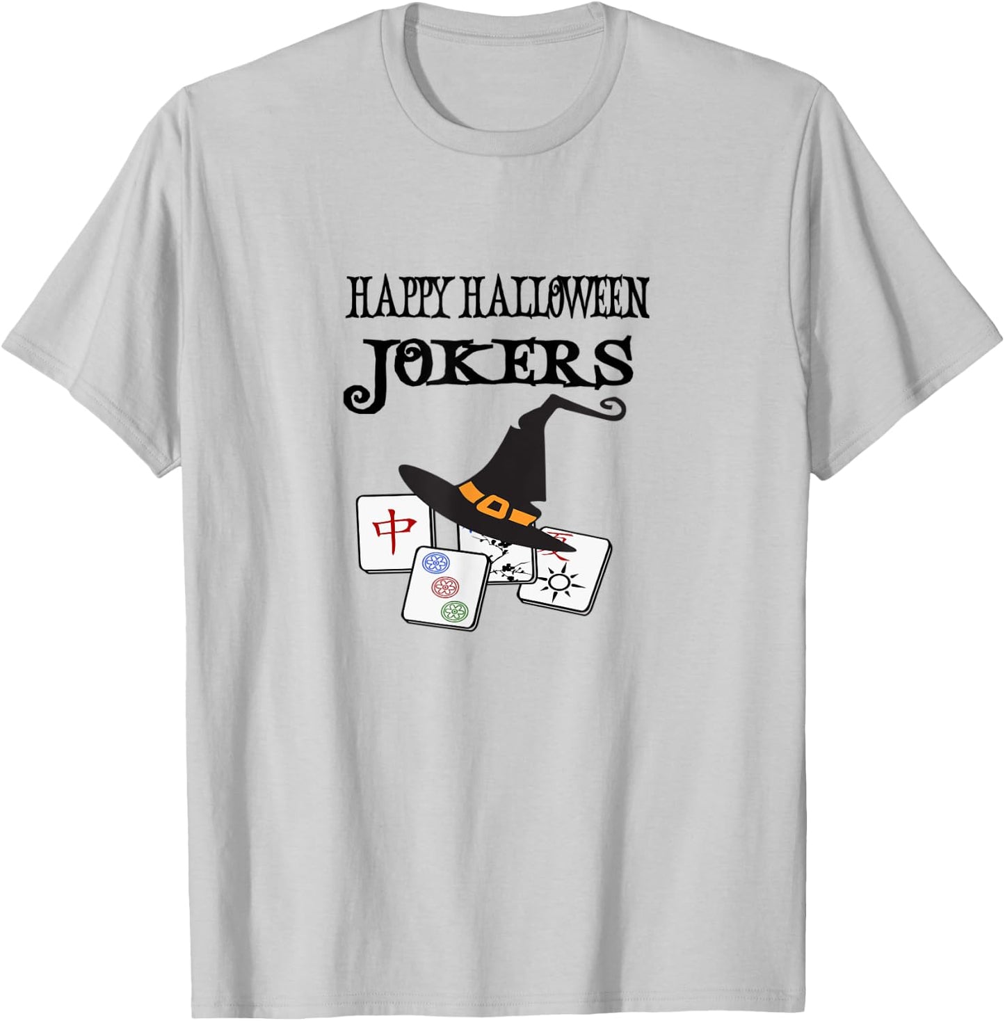 Funny Mahjong Happy Halloween Jokers Tile Game T-Shirt - T-Shirt | Ash