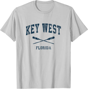Key West Florida Vintage Nautical Paddles Sports Oars T-Shirt - T-Shirt | Ash