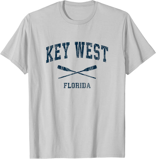 Key West Florida Vintage Nautical Paddles Sports Oars T-Shirt - T-Shirt | Ash