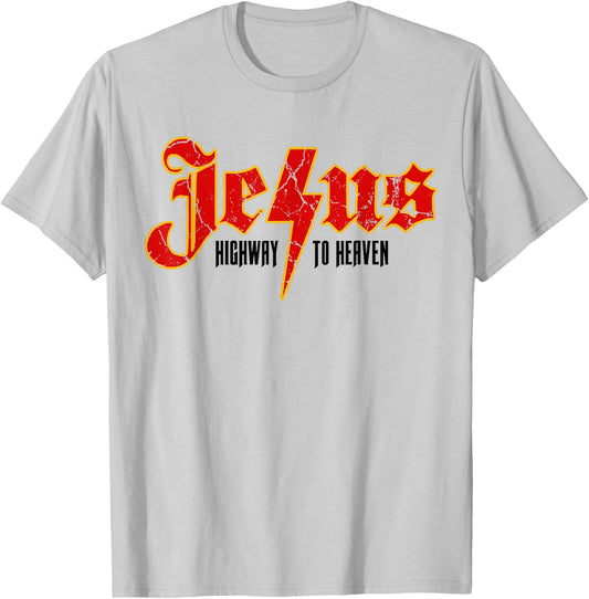 Christian Quotes Jesus Highway To Heaven Religious Spiritual T-Shirt - T-Shirt | Ash