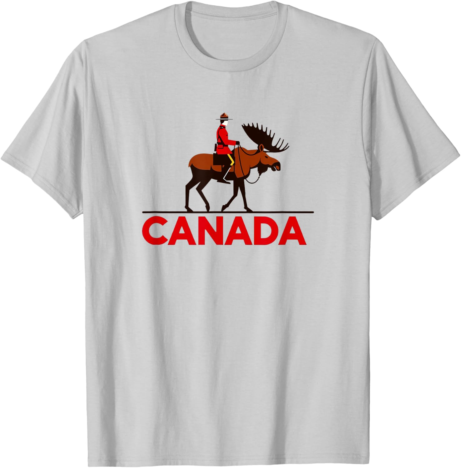 Iconic Mounted Police and Moose - Classic Canadian Pride T-Shirt - T-Shirt | Ash