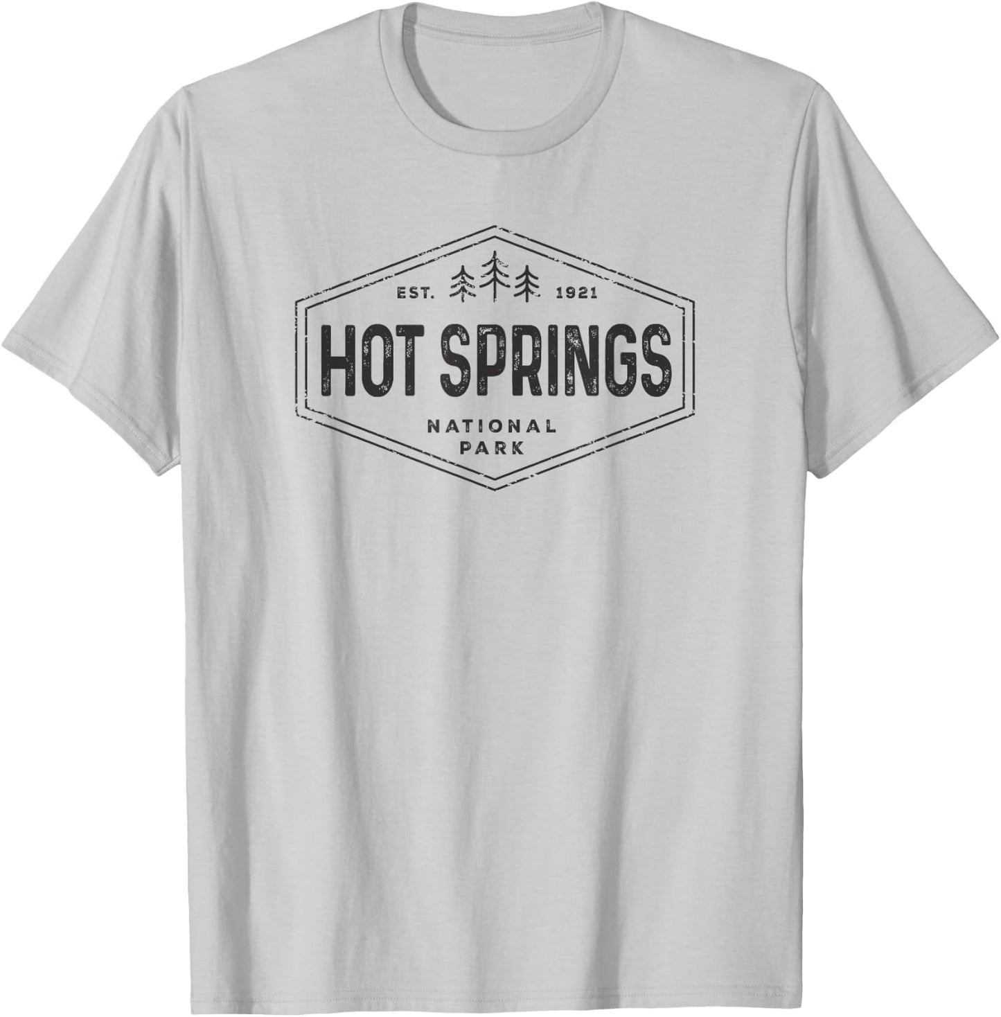 Hot Springs National Park Shirt Retro Tree Badge Hiking T-Shirt - T-Shirt | Ash