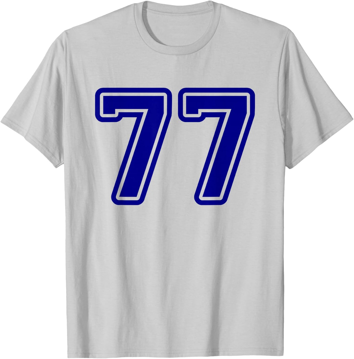 Number #77 Blue Sports Team Varsity Number 77 T-Shirt - T-Shirt | Ash