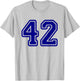 Number #42 Blue Sports Team T-Shirt - T-Shirt | Ash