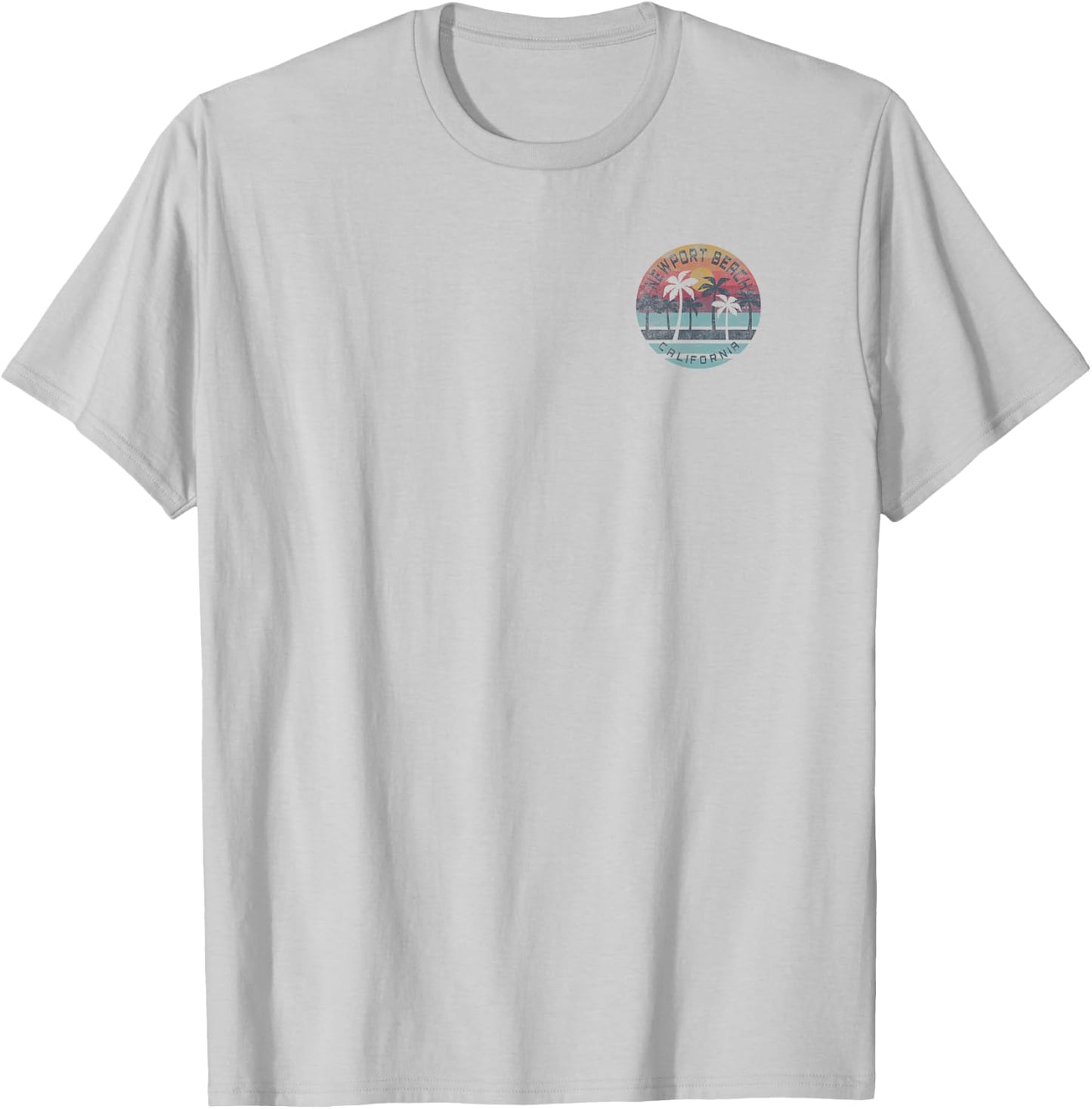 Newport Beach, California Palm Tree Graphic T-Shirt - T-Shirt | Ash