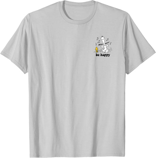 Peanuts - Snoopy Woodstock Be Happy Dance T-Shirt - T-Shirt | Ash