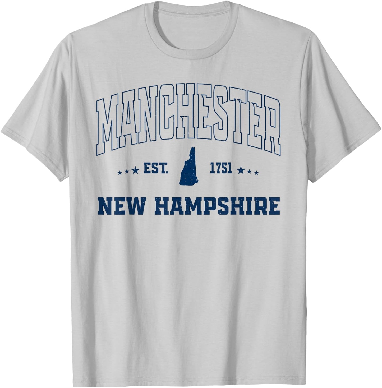 Vintage Manchester New Hampshire NH Navy Sports Athletic T-Shirt - T-Shirt | Ash