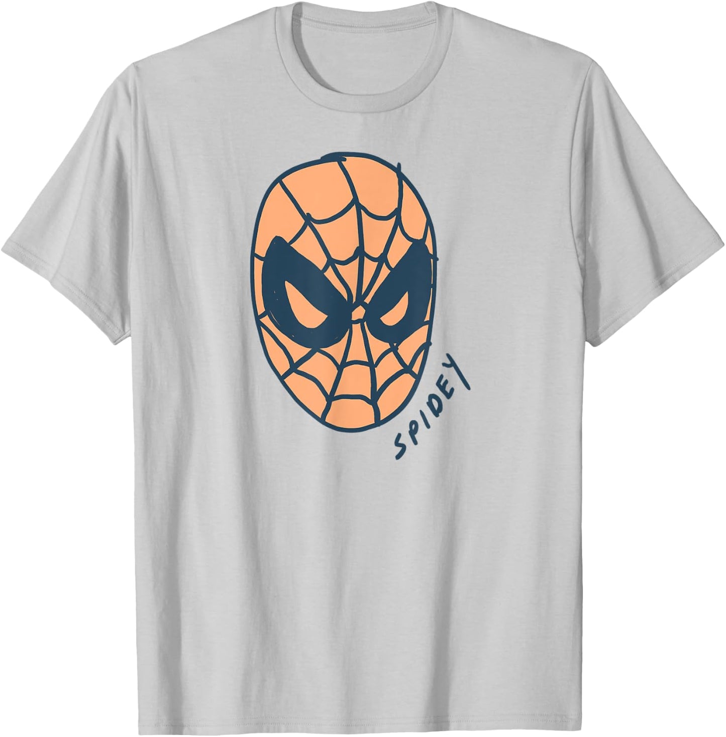 Amazon Essentials Men's MARVEL SPIDER-MAN SPIDEY MASK , White, Small T-Shirt - T-Shirt | Ash