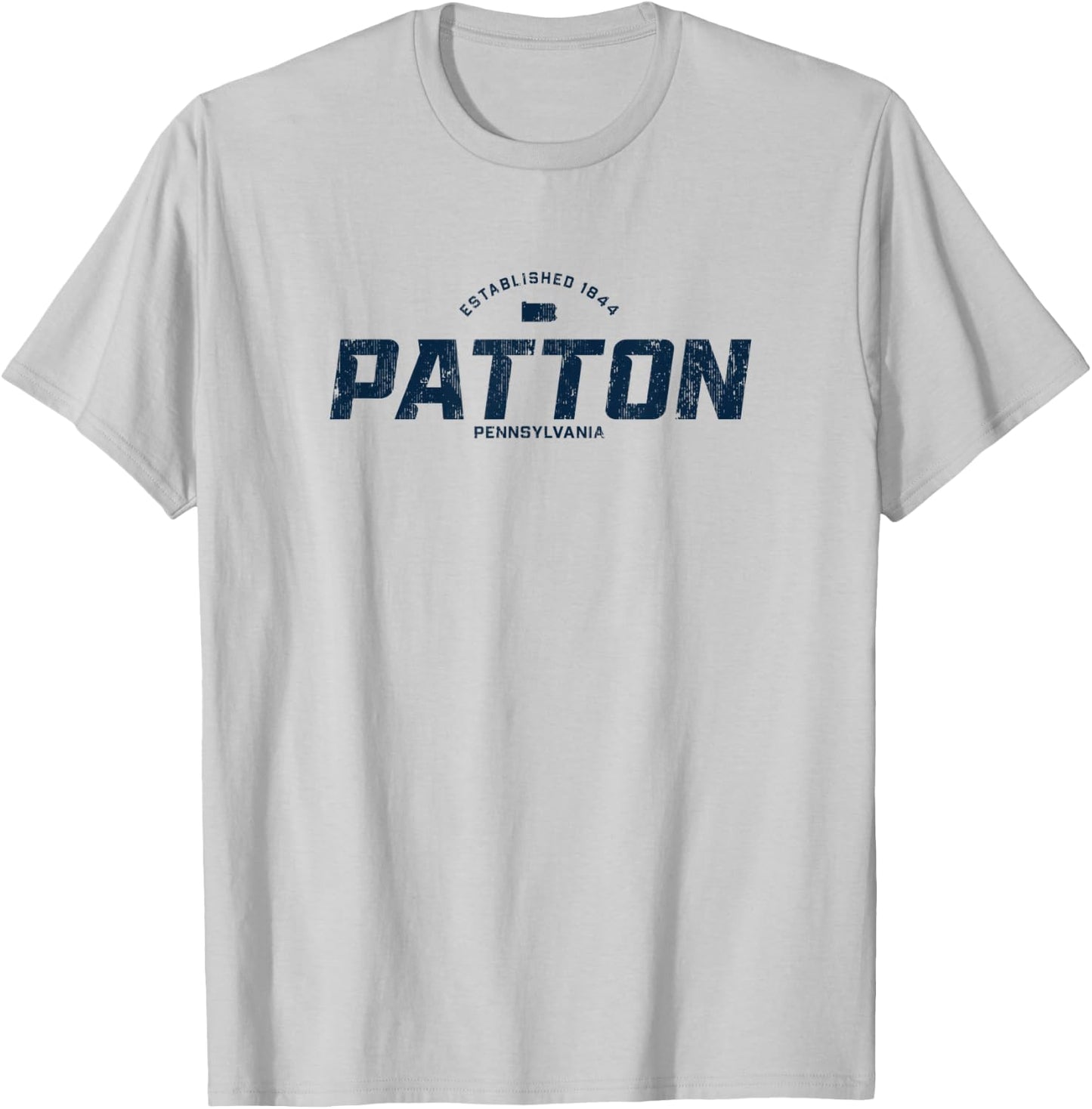 Patton Pennsylvania PA Vintage Athletic Navy Sports Logo T-Shirt - T-Shirt | Ash