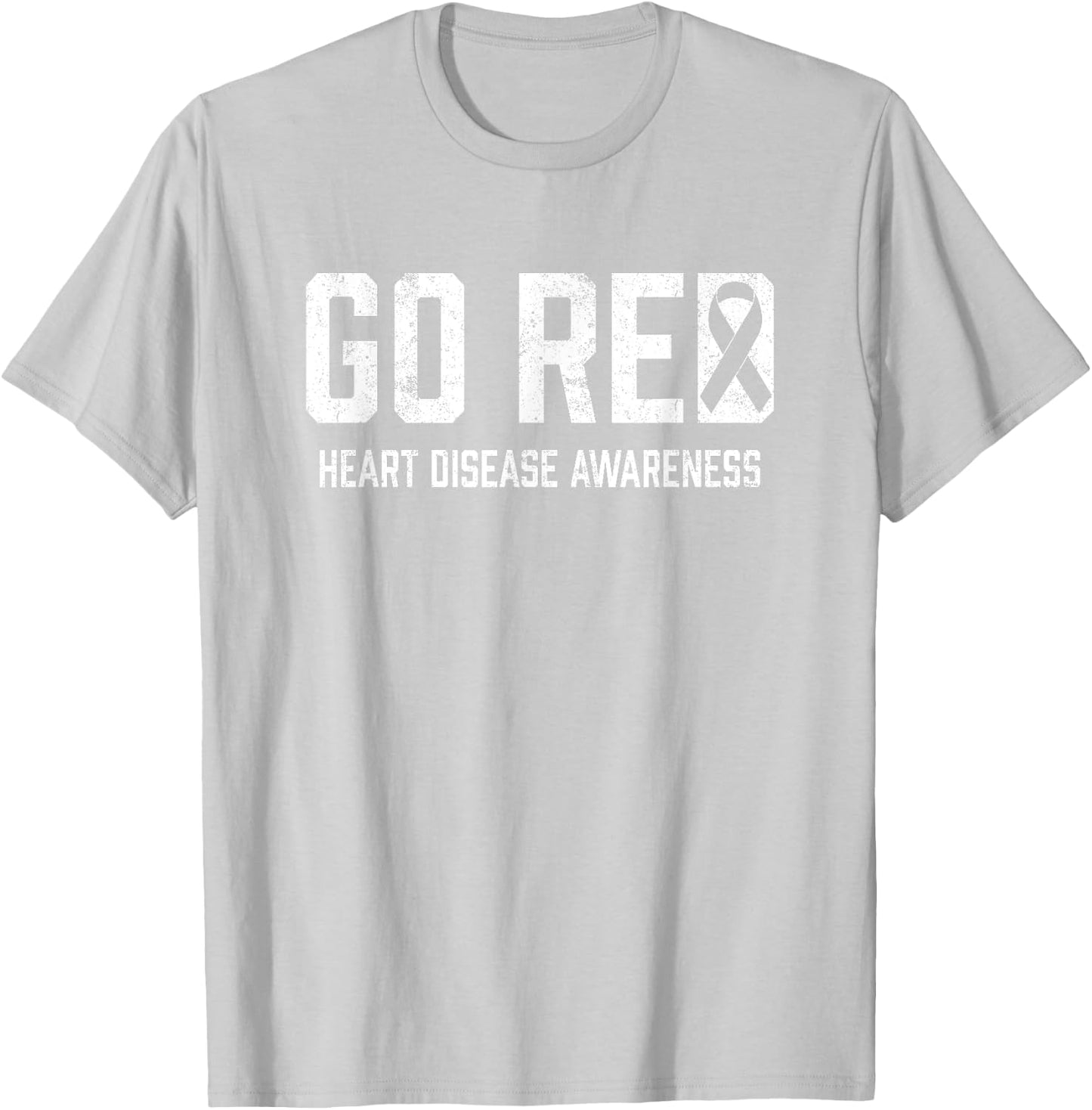 Heart Disease Awareness Shirt Go Red Heart Disease T-Shirt - T-Shirt | Ash