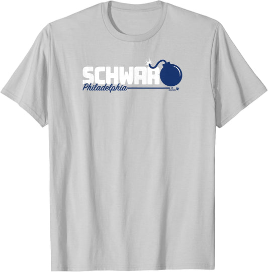 BreakingT Kyle Schwarber - Schwarbomb Logo - Philadelphia Baseball T-Shirt - T-Shirt | Ash