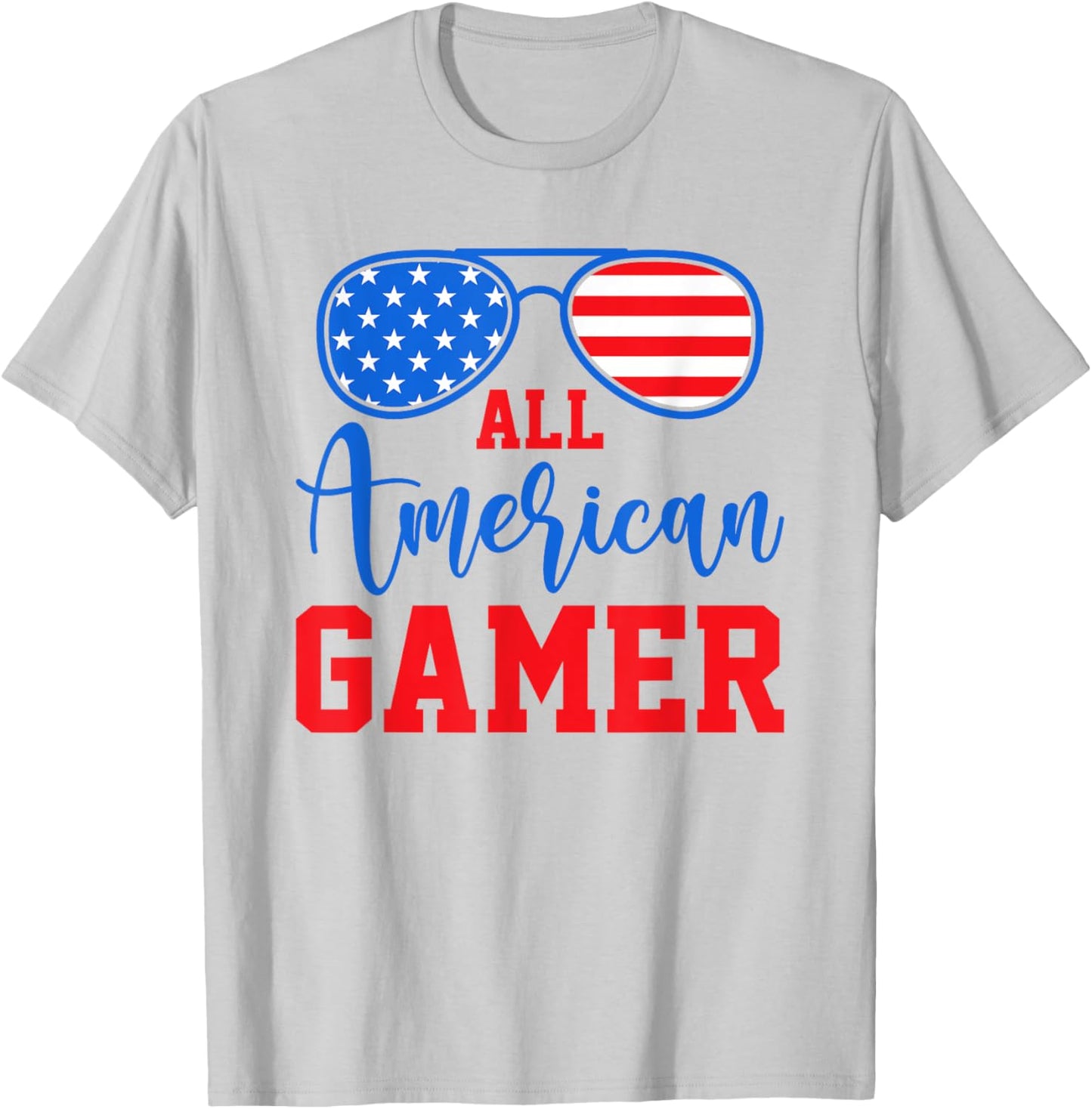 All American Gamer Patriot Men Boys Kids Teen Youth T-Shirt - T-Shirt | Ash