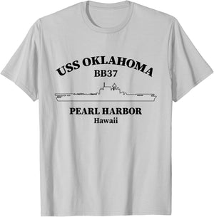 USS Oklahoma Battleship Pearl Harbor Memorial Day of Infamy T-Shirt - T-Shirt | Ash